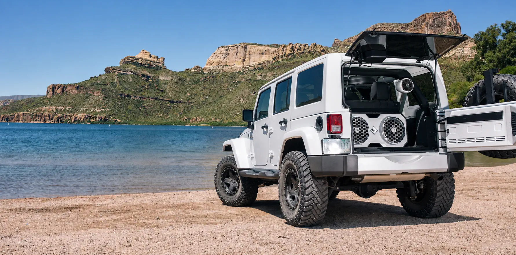 Jeep Gladiator Rubicon fitted out by Radio Waves, parked off-road at sunset in the Eastern Cape