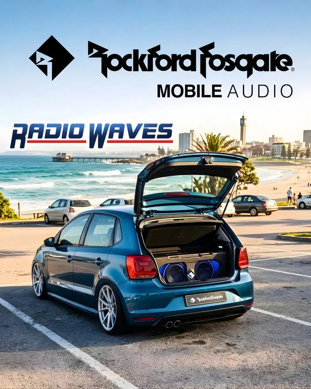 VW Polo custom boot enclosure — dual Rockford Fosgate Punch P1S4-12 build by Radio Waves